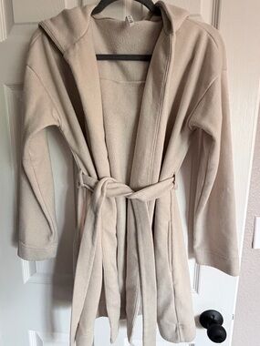 Z Supply Cream Hooded Fleece Wrap